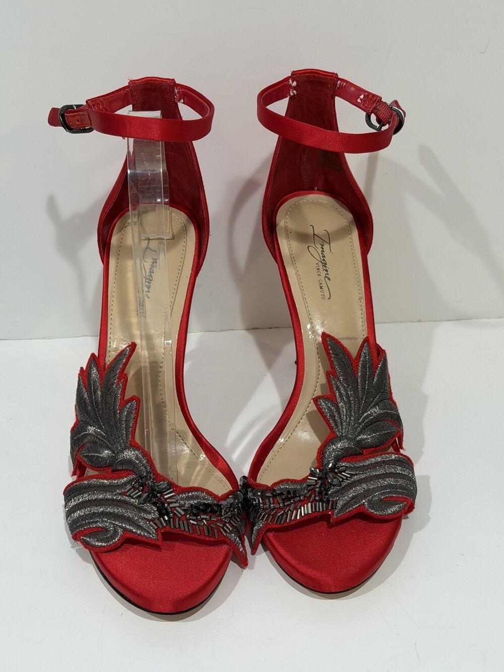 sandals Red Embroidered imagine-vince-camuto Size 9.5 M 41 EU